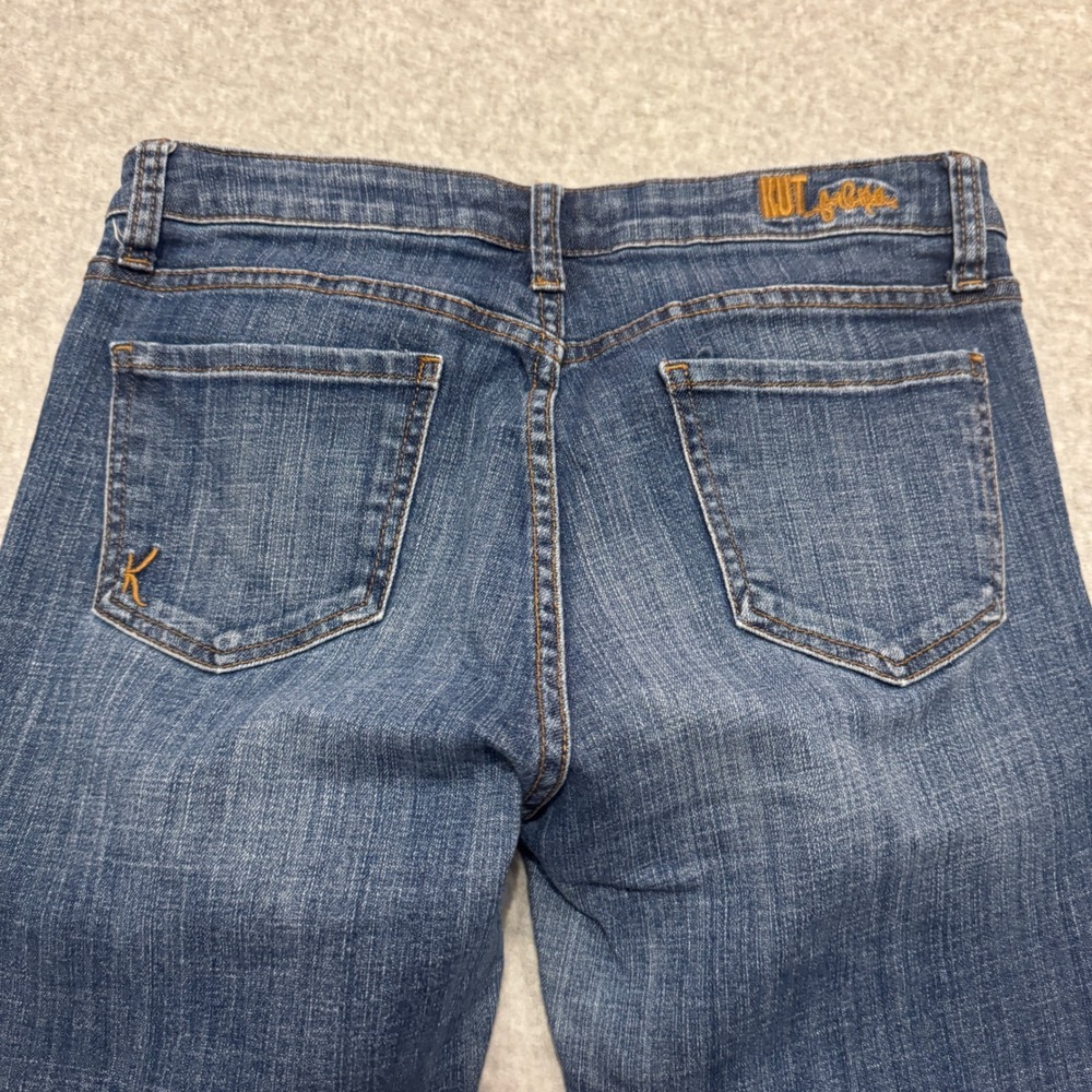 KUT from the Kloth Straight Leg Denim Jeans Blue Raw Hem Size 4 - Picture 12 of 15